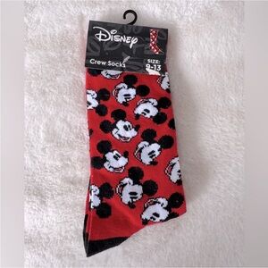 Unisex Disney Mickey Mouse Black & Red crew Socks. Fits Shoe Size 9-13